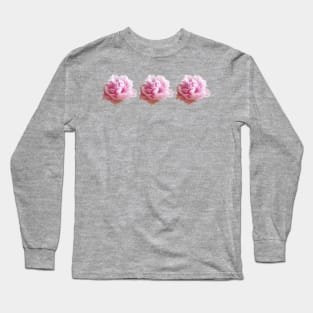 Three Pink Peony Flower Photos Long Sleeve T-Shirt